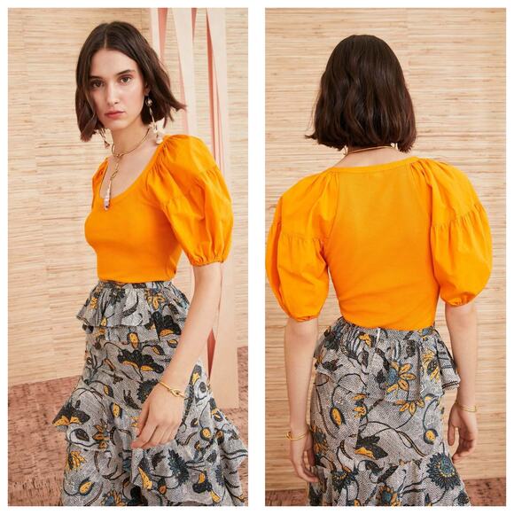 Ulla Johnson Harlowe Pullover Top Size Small Puff Sleeve Marigold - Picture 1 of 13